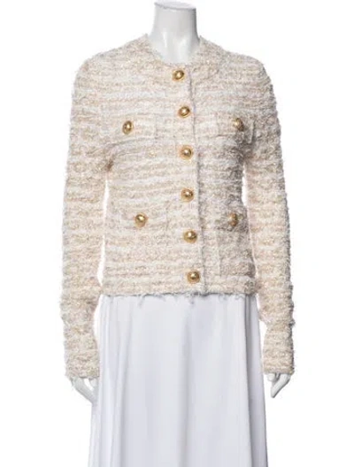 Pre-owned Balmain Tweed Pattern Blazer In Neutral