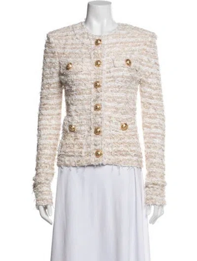 Pre-owned Balmain Tweed Pattern Blazer In Neutral