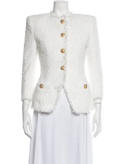 Pre-owned Balmain Tweed Pattern Blazer In Neutrals