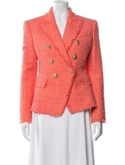 Pre-owned Balmain Tweed Pattern Blazer In Orange