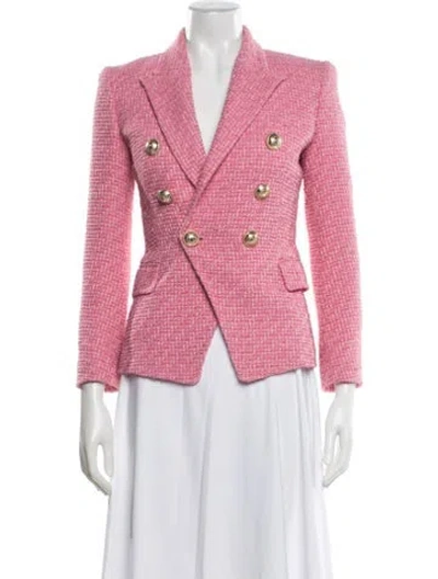Pre-owned Balmain Tweed Pattern Blazer In Pink