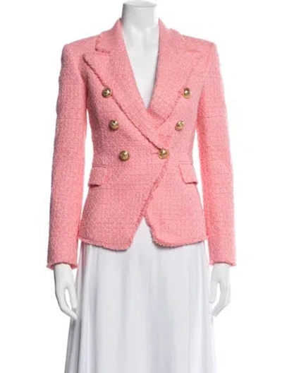 Pre-owned Balmain Tweed Pattern Blazer In Pink