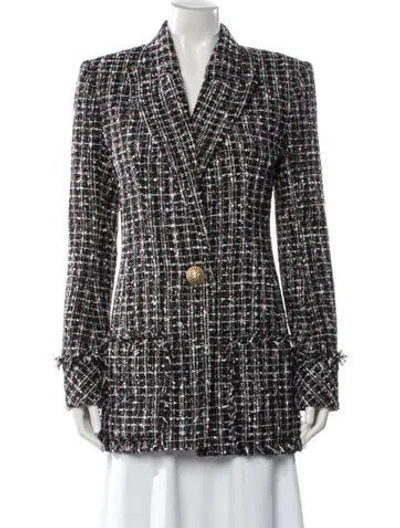 Pre-owned Balmain Tweed Pattern Blazer W/ Tags In Black