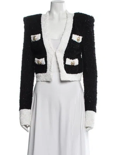 Pre-owned Balmain Tweed Pattern Blazer W/ Tags In Black