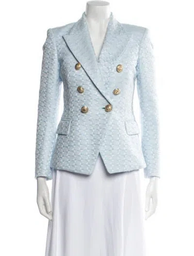 Pre-owned Balmain Tweed Pattern Blazer W/ Tags In Blue