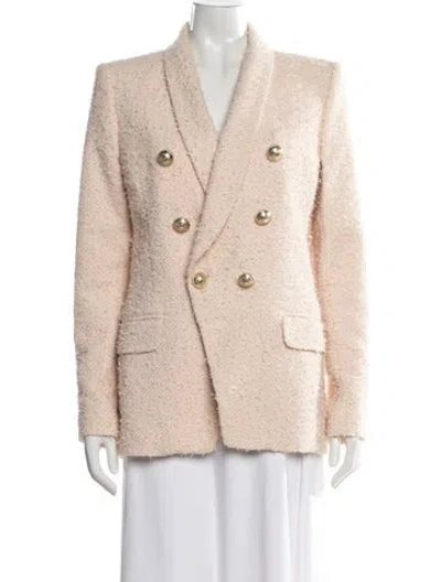Pre-owned Balmain Tweed Pattern Blazer W/ Tags In Pink
