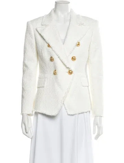 Pre-owned Balmain Tweed Pattern Blazer W/ Tags In White