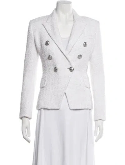 Pre-owned Balmain Tweed Pattern Blazer In White