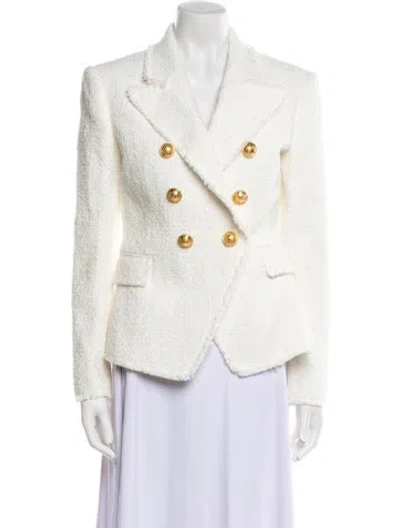 Pre-owned Balmain Tweed Pattern Blazer In White