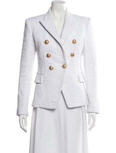 Pre-owned Balmain Tweed Pattern Blazer In White