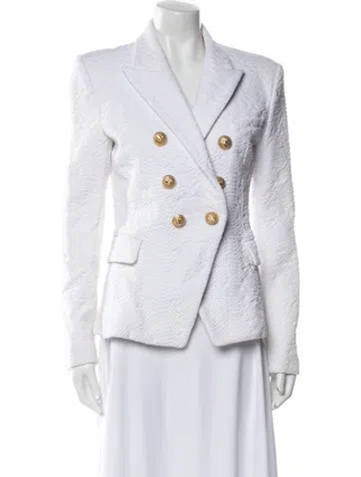 Pre-owned Balmain Tweed Pattern Blazer In White