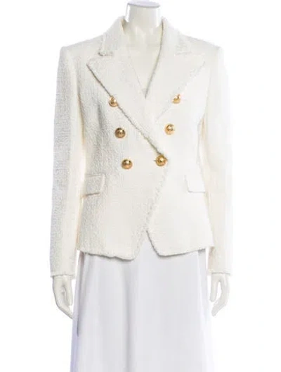 Pre-owned Balmain Tweed Pattern Blazer In White