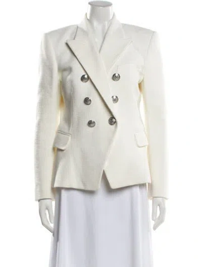 Pre-owned Balmain Tweed Pattern Blazer In White