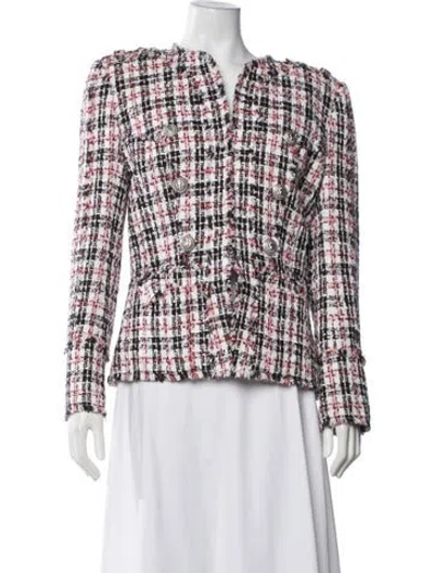 Pre-owned Balmain Tweed Pattern Blazer In White