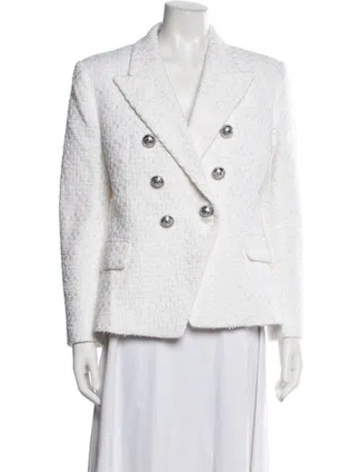 Pre-owned Balmain Tweed Pattern Blazer In White