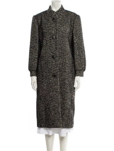Pre-owned Balmain Tweed Pattern Coat In Black