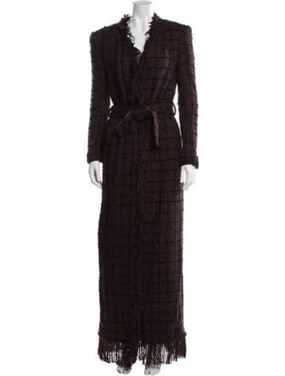 Pre-owned Balmain Tweed Pattern Coat In Brown