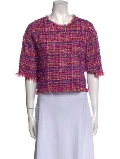 Pre-owned Balmain Tweed Pattern Crew Neck Sweater In Multi