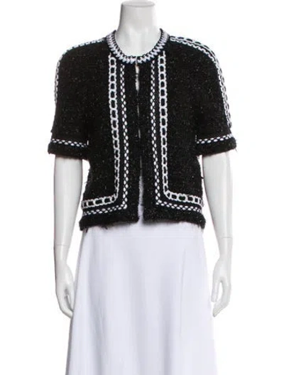 Pre-owned Balmain Tweed Pattern Evening Jacket In Black