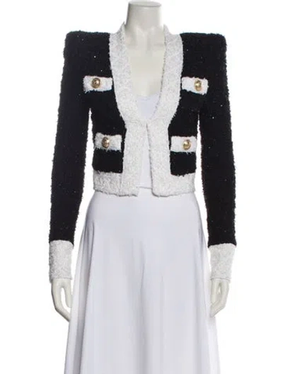 Pre-owned Balmain Tweed Pattern Evening Jacket In Black