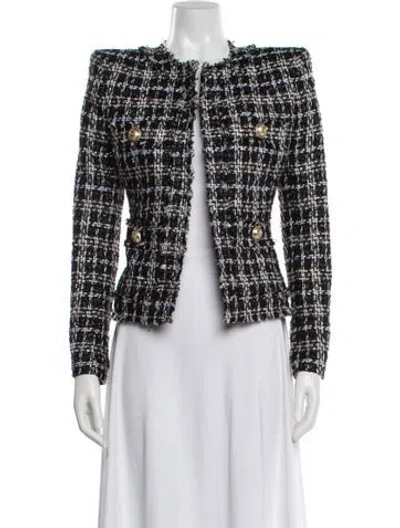 Pre-owned Balmain Tweed Pattern Evening Jacket In Black