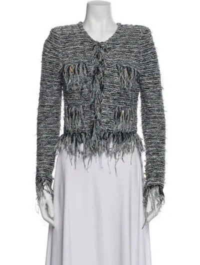 Pre-owned Balmain Tweed Pattern Evening Jacket In Blue