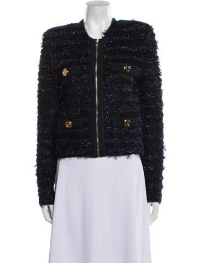 Pre-owned Balmain Tweed Pattern Evening Jacket In Blue