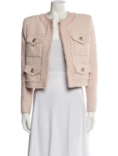 Pre-owned Balmain Tweed Pattern Evening Jacket In Pink
