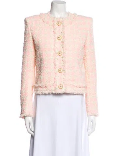 Pre-owned Balmain Tweed Pattern Evening Jacket In Pink