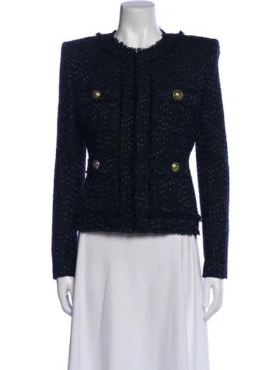 Pre-owned Balmain Tweed Pattern Evening Jacket W/ Tags In Blue