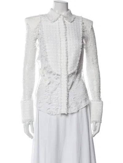 Pre-owned Balmain Tweed Pattern Evening Jacket In White