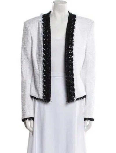 Pre-owned Balmain Tweed Pattern Evening Jacket In White
