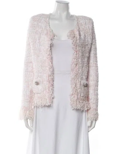 Pre-owned Balmain Tweed Pattern Evening Jacket In White