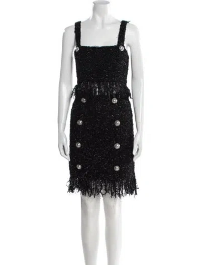 Pre-owned Balmain Tweed Pattern Glitter Accents Skirt Set In Black