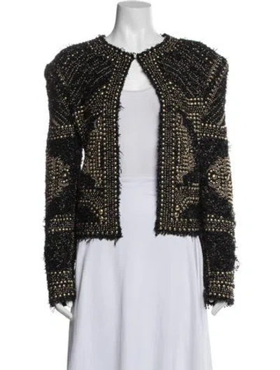 Pre-owned Balmain Tweed Pattern Jacket In Black