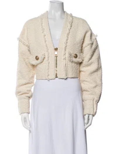 Pre-owned Balmain Tweed Pattern Jacket In Neutrals