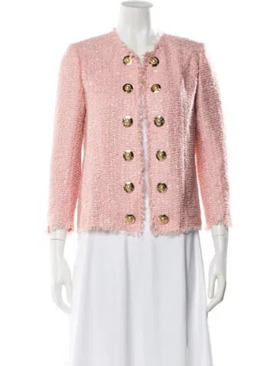 Pre-owned Balmain Tweed Pattern Jacket In Pink