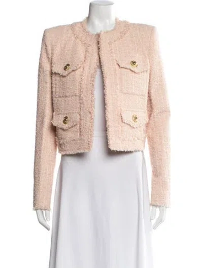Pre-owned Balmain Tweed Pattern Jacket In Pink