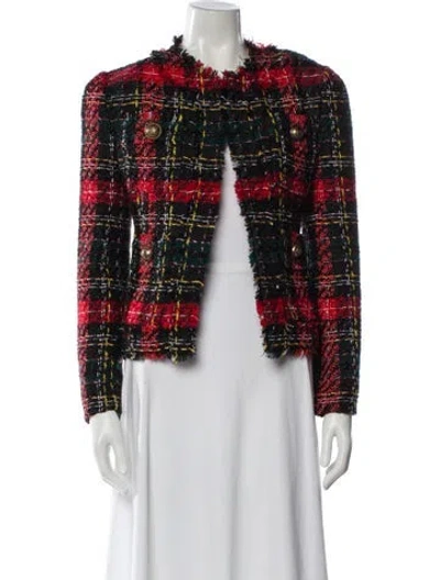 Pre-owned Balmain Tweed Pattern Jacket In Red
