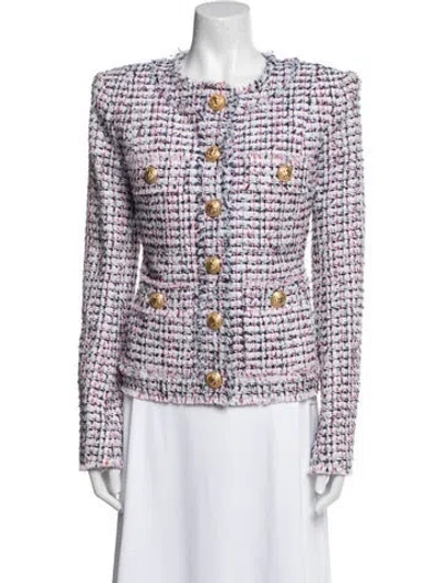 Pre-owned Balmain Tweed Pattern Jacket W/ Tags In White
