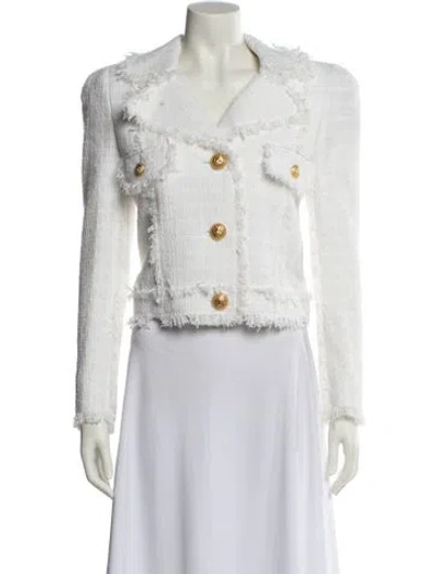 Pre-owned Balmain Tweed Pattern Jacket W/ Tags In White