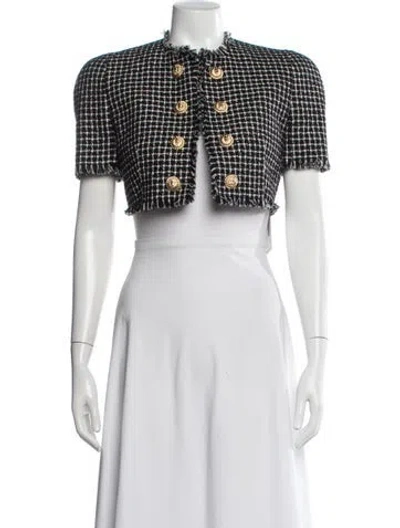 Pre-owned Balmain Tweed Pattern Jacket W/ Tags In White