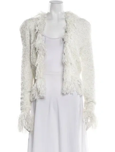 Pre-owned Balmain Tweed Pattern Jacket In White