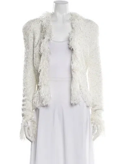 Pre-owned Balmain Tweed Pattern Jacket In White