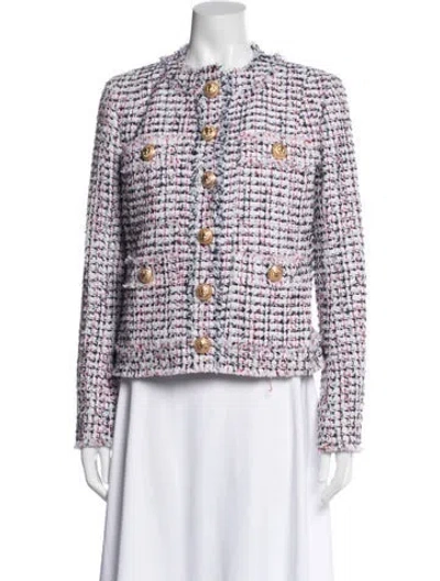 Pre-owned Balmain Tweed Pattern Jacket In White