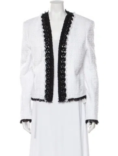 Pre-owned Balmain Tweed Pattern Jacket In White