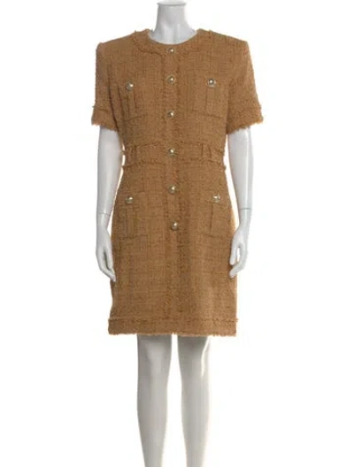 Pre-owned Balmain Tweed Pattern Knee-length Dress In Orange