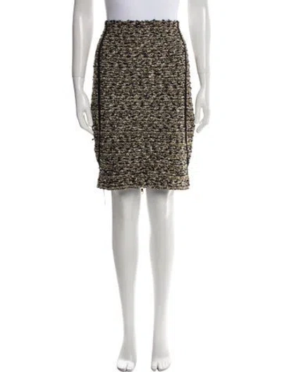 Pre-owned Balmain Tweed Pattern Knee-length Skirt In Gold