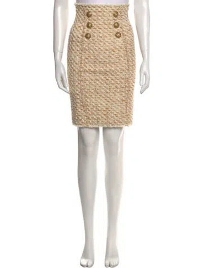 Pre-owned Balmain Tweed Pattern Knee-length Skirt In Neutral