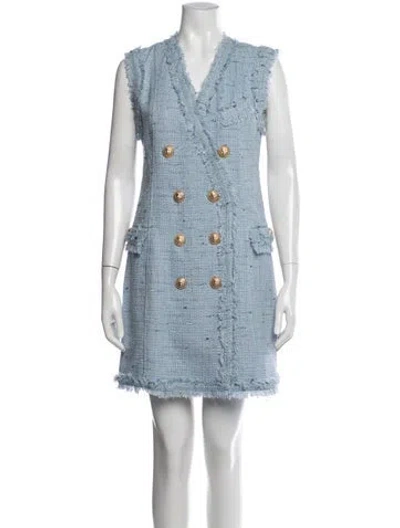 Pre-owned Balmain Tweed Pattern Mini Dress